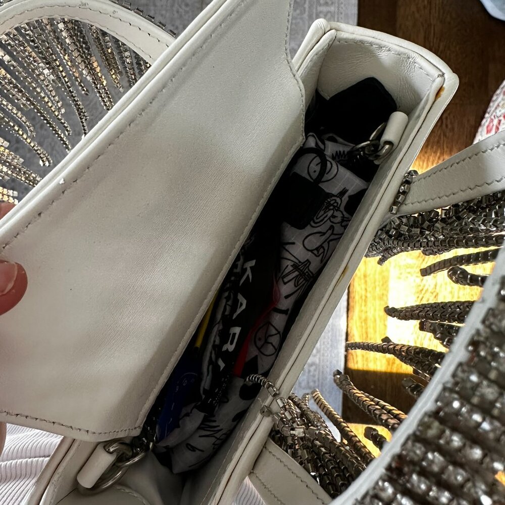 KARA crystal embellished white handle bag - Picture 10 of 14